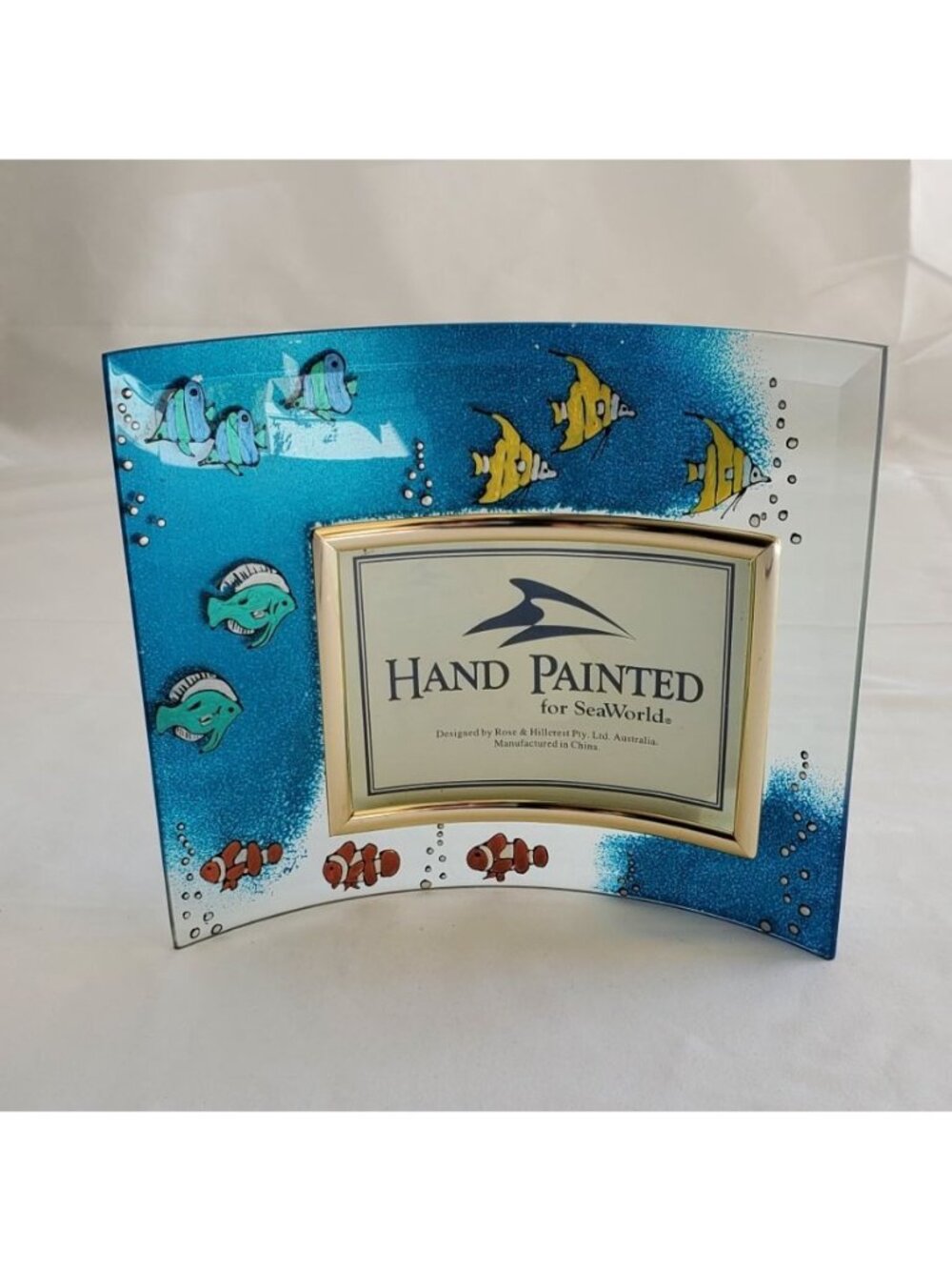 Hand Painted For SeaWorld Glass Curved Picture Photo Frame Art Glass Decor